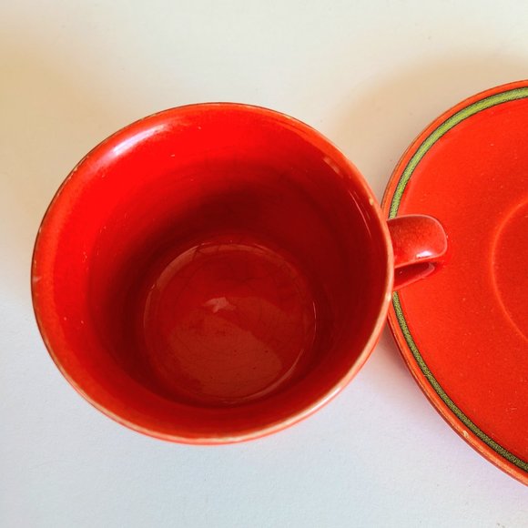 Hand painted vibrant colors tea coffee cup with saucer. - Picture 8 of 9